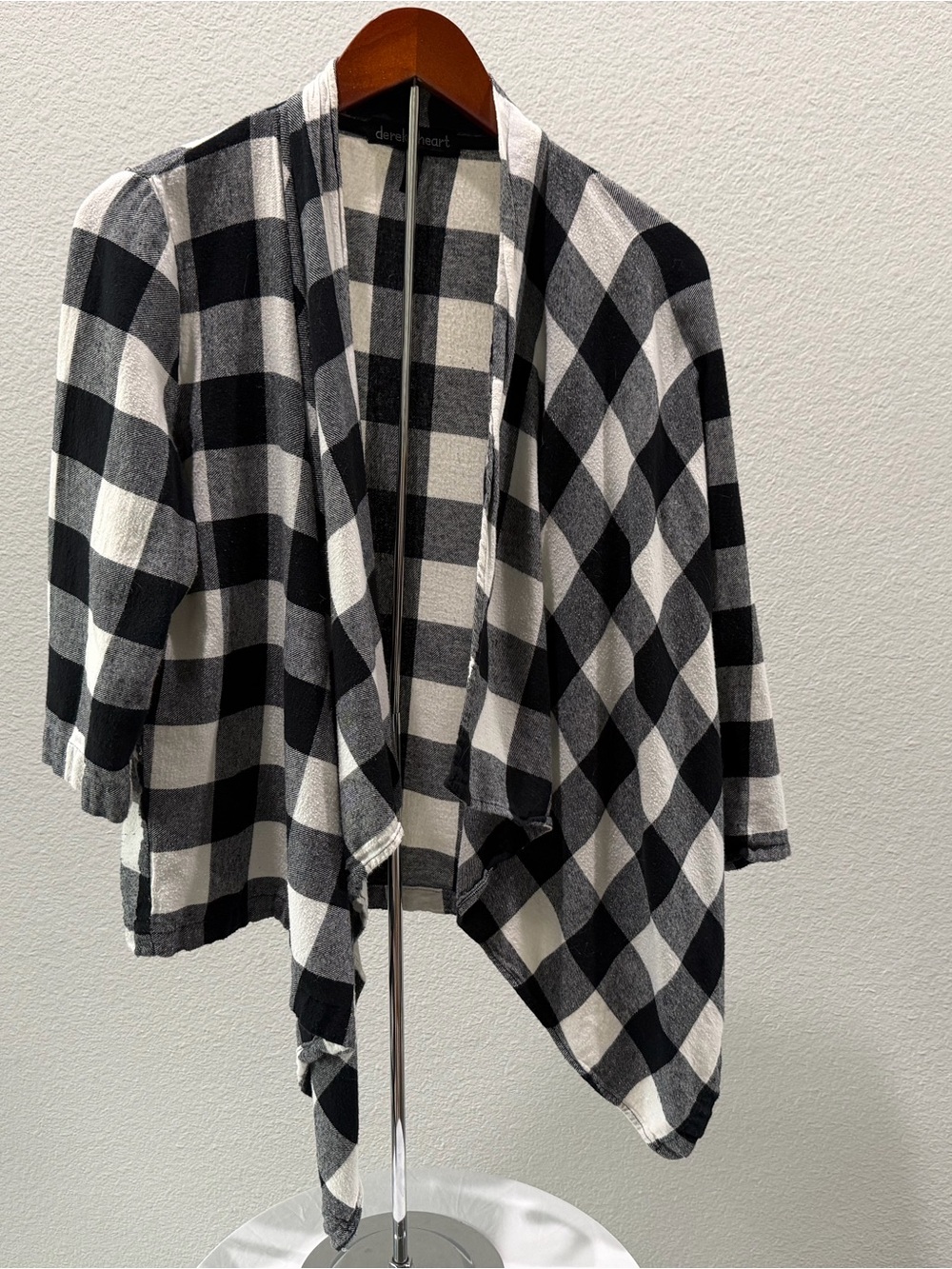 Derek Heart Black & White Buffalo Plaid Cardigan